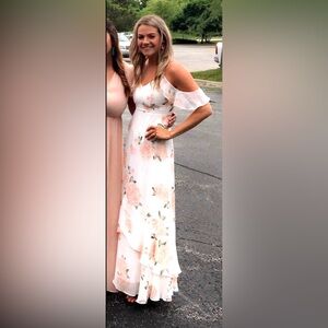 Lulus size MEDIUM ivory floral print maxi dress